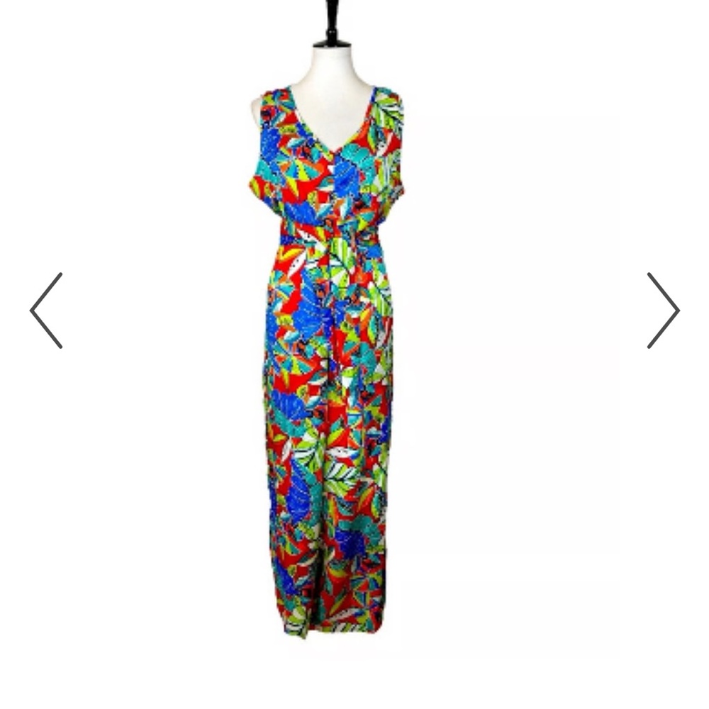 Nicole Miller Colorful Sleeveless Jumpsuit with Pockets M